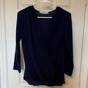 Amanda Uprichard Deep Navy Surplice Blouse